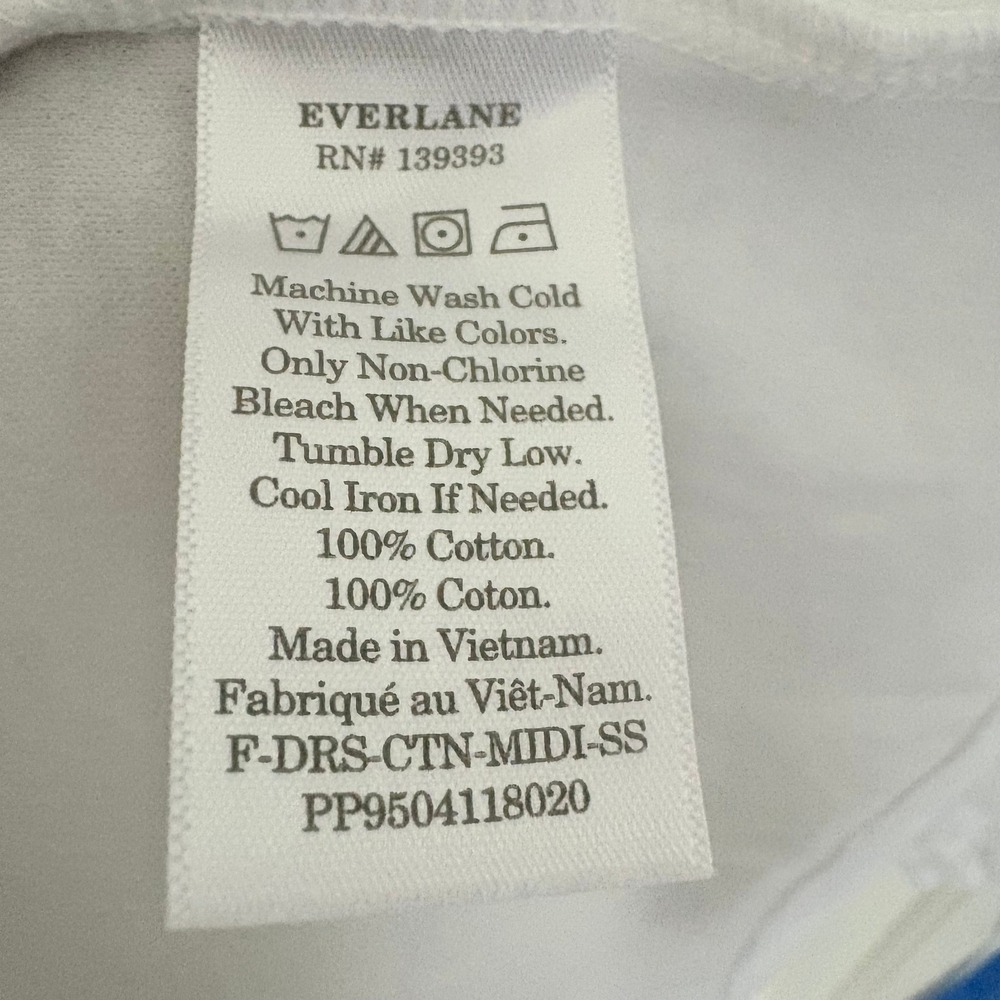 Everlane Cotton Midi Dress L White Tank Scoop Neck Seam Detail Sleeveless - Picture 9 of 10